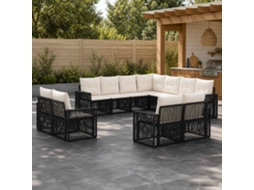 Vidaxl Conjunto De Sofá De Jardim 11 Unid. Preto E Branco Creme