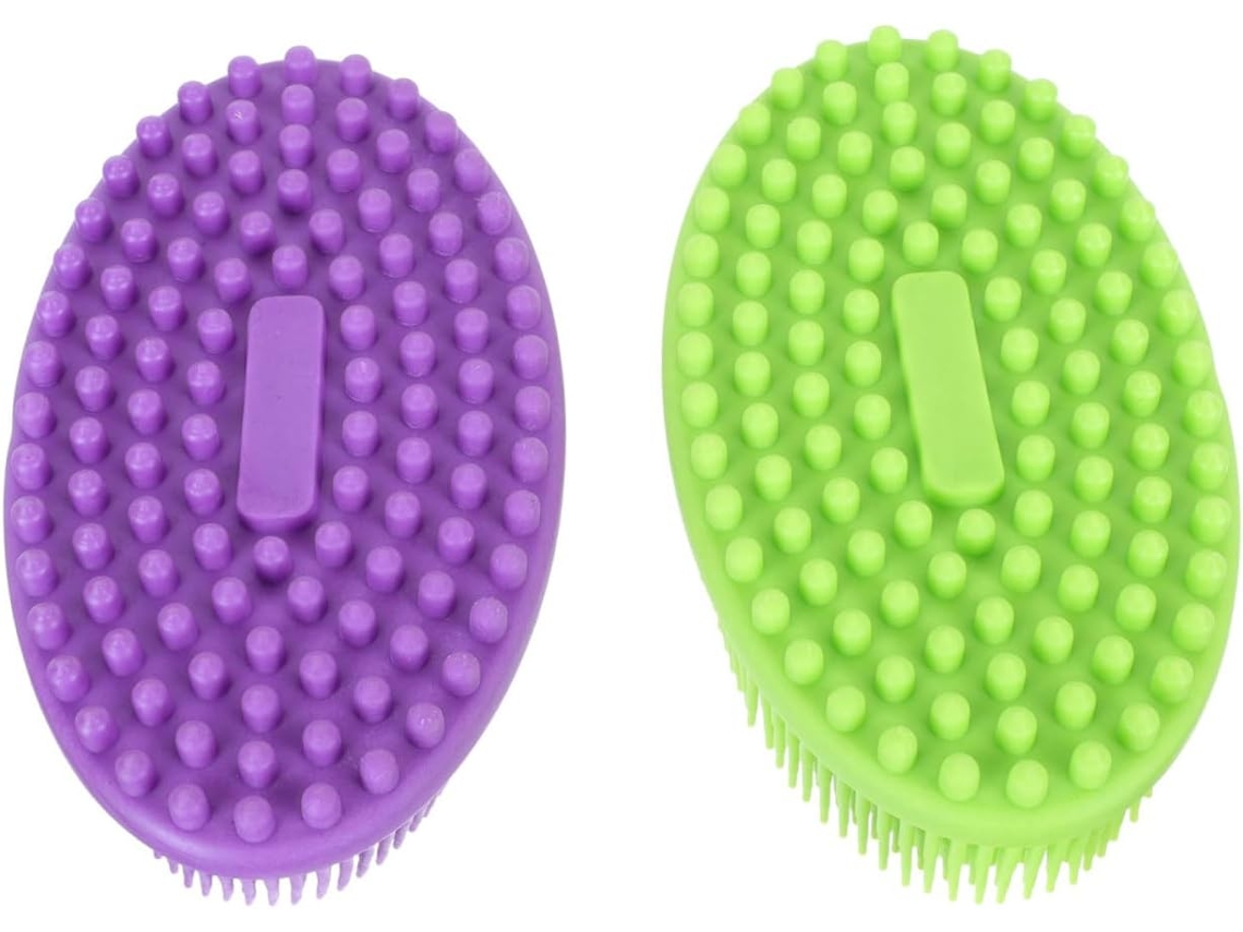 Conjunto De 2 Escovas Multifuncionais Silicone Para Banho E Massagem, Escova Macia Para Cabelo E Corpo, Portátil, Verde