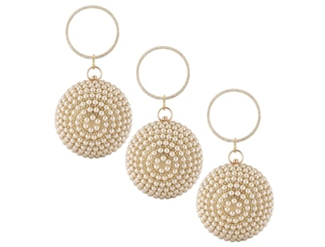 Bolsa De Mulher Redonda Noite Pérolas Dourado (tamanho Único)