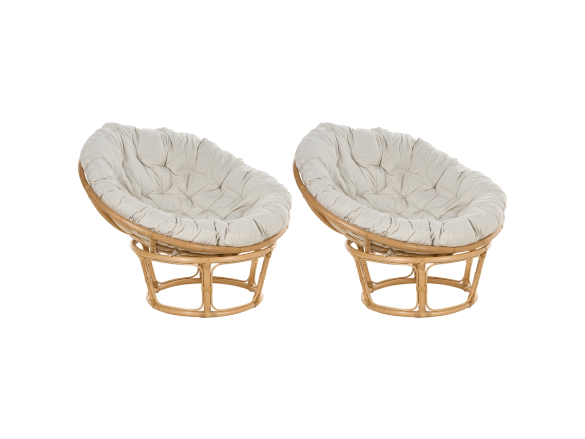 Conjunto de 2 cadeiras BELIANI Salvo de Rattan/vime Natural 110x110x77