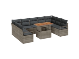 Conjunto 10 Conjunto De Sofás De Jardim Vidaxl Cinzento Vime Pe (100 X 55 X 73 Cm)
