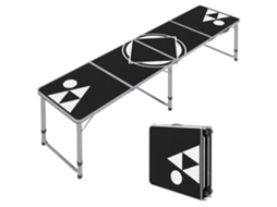 Mesa de camping dobrável, ajustável em altura, estrutura de alumínio, 62-70cm, 240x60x54cm preto S/MARCA