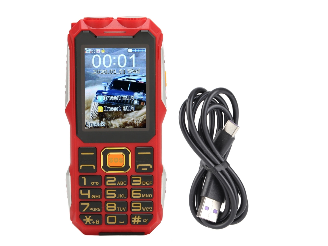 Mali telefone Desbloqueado 2g para Idosos com Bateria 16800mah Botões Grandes Dual Sim Tela 2.4 Polegadas Vermelho