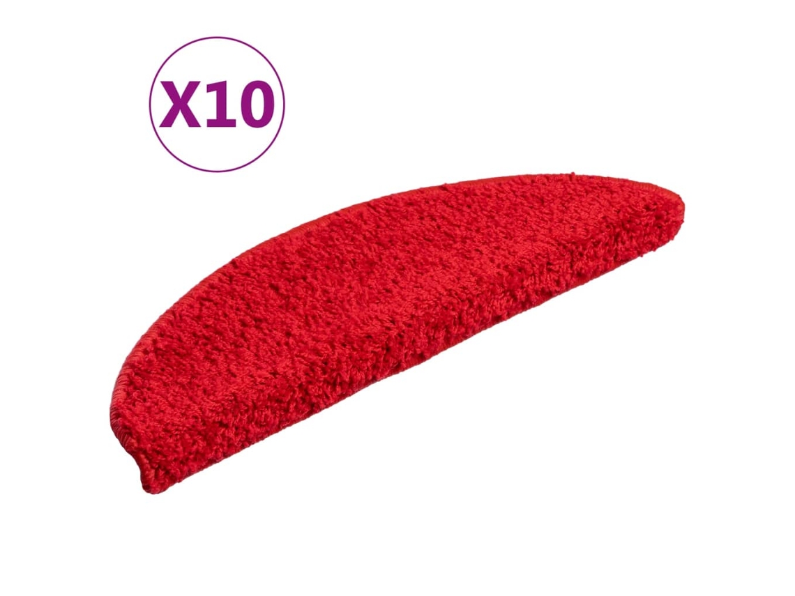 Conjunto de 10 Tapetes de Escada Vermelho Semicircular MAISON EXCLUSIVE (56x17x3 cm)