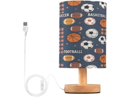 Abajur De Cabeceira Em Formato Bola Esportiva, Luminária De Cabeceira Led, Luminária De Leitura Com Portas Usb E Cúpula