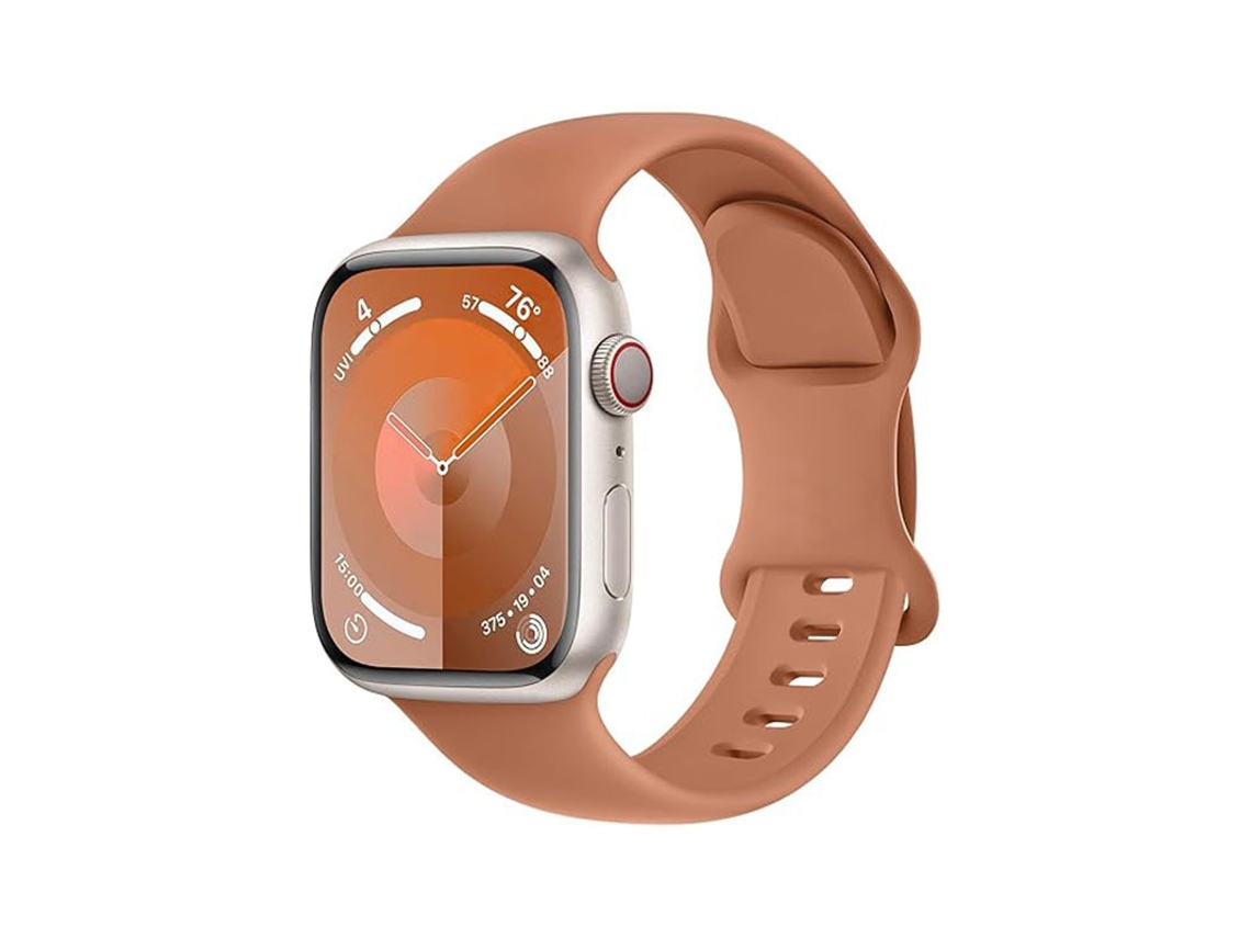 Pulseira Silicone Halinuia MDUG para Apple Watch S1 11/Ultra 1 3/Se1 2, Fecho Oito, Esportivo, Castanho (38-42 mm)