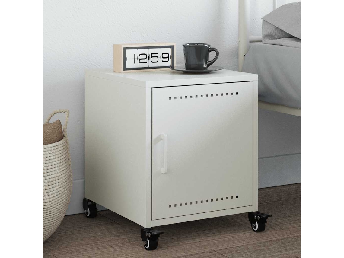 Vidaxl Mesa De Cabeceira 36x39x43,5 Cm Aço Branco