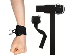 Cinta De Pulso Para Levantamento Terra Com Argolas Em D, Antiderrapante, Ideal Para Treino Em Máquina De Cabo. Siurn Preto