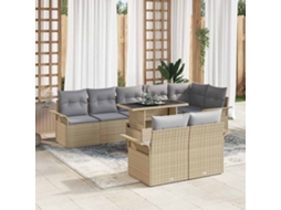 Vidaxl Conjunto De Sofá De Jardim 9 Unid. Bege Rattan Sintético