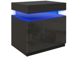 Mesa Cabeceira Led 2 Gavetas App Quarto Sala 45x35x52 Preta