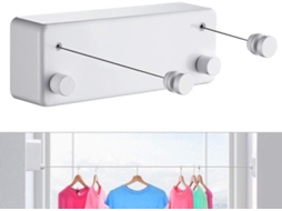 Varal Retrátil Lurelia, 2 X 4, Para Interior E Exterior, De Parede, De Aço Inoxidável, De Alumínio, Prateado, 2 M Ref. L1144