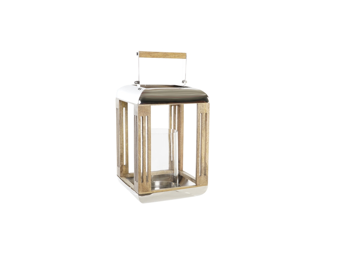 Poste de Iluminação Pública em Metal Prateado e Vidro, 23x23x36cm ALEXANDRA HOUSE LIVING