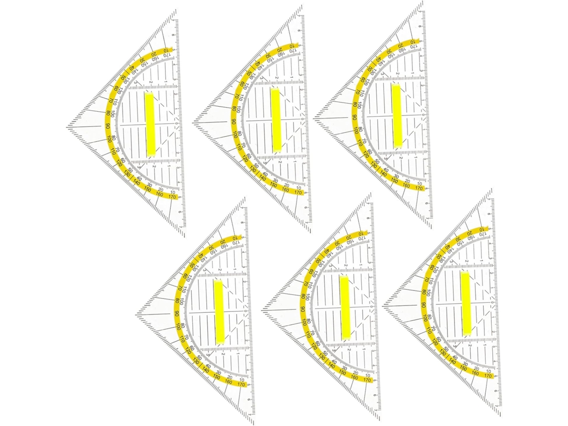 Conjunto De 6 Réguas Transparentes De Plástico Para Desenho, Medição E