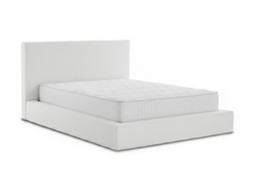 Cama De Casal Teddy Com Cabeceira, Branca, Colchão De 150 Cm + 28 Cm Com Revestimento Viscoelástico.