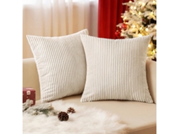 Capa de Almofada Decorativa de Veludo Cotelê, 40x40cm Beige ZYBLSSBB