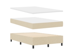 Conjunto 1 Cama Box Vidaxl Creme Tecido (120 X 200 Cm)