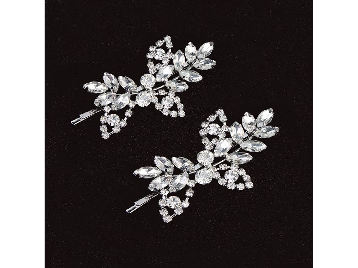 Accessórios de Cabelo de Noiva com Strass e Pérolas, 2pcs | S/MARCA