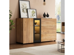 Aparador Moderno 3 Gavetas Vidro Largura 140cm Sala Estar