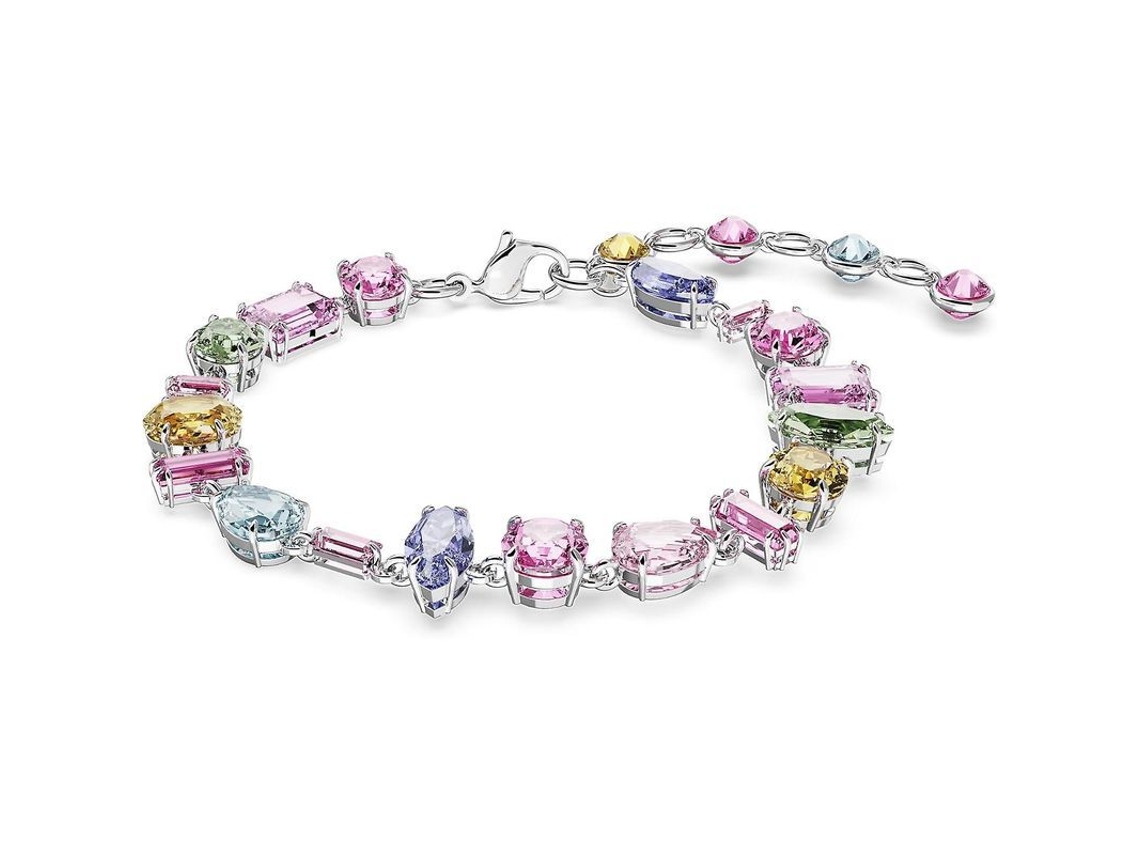 2026 collar Gema de Swarovski Con Cristais Multicolor em Setting de Prata Rodada, Design Boêmio e Atemporal para Mulher