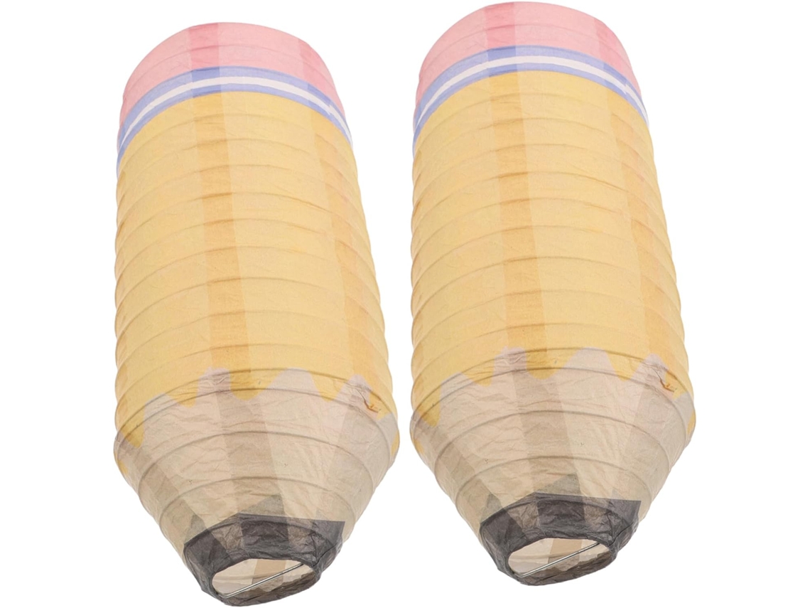 Conjunto De 2 Lanternas Amarelas Em Formato De Lápis Para Decoração De Sala De Aula, Ideal Para Fest Gokoco