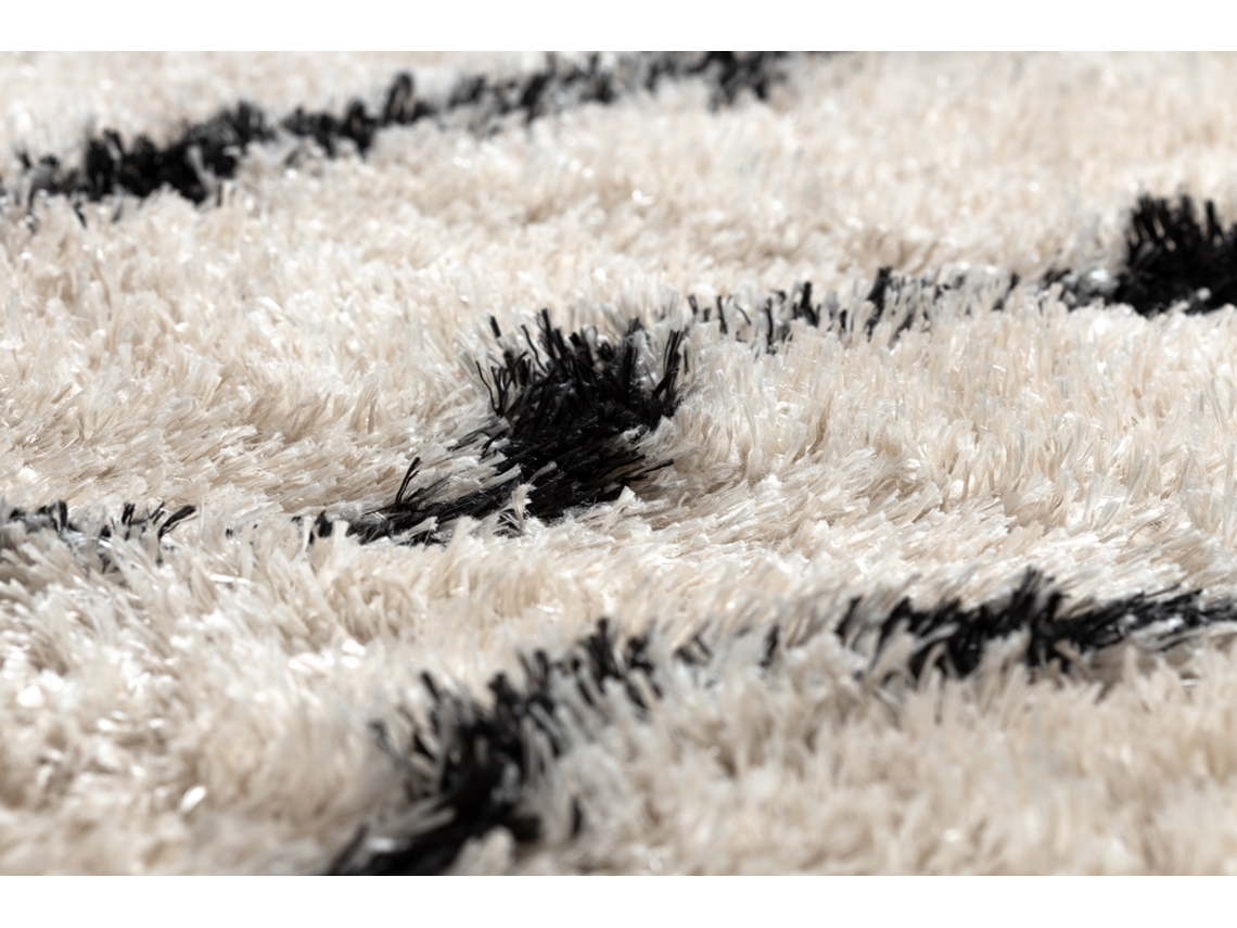 Tapete Fluffy 2371 Shaggy Listras - Creme/Antracite (80 x 150 cm)