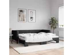 Vidaxl Sofá-cama Com Gavetão 90x190 Cm Tecido Preto