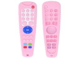 Brinquedo Chupeta Controle Remoto Silicone Macio Com Botões Variados Para Bebê Rosa