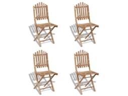 Vidaxl Cadeiras De Exterior Dobráveis Bambu 4 Pcs