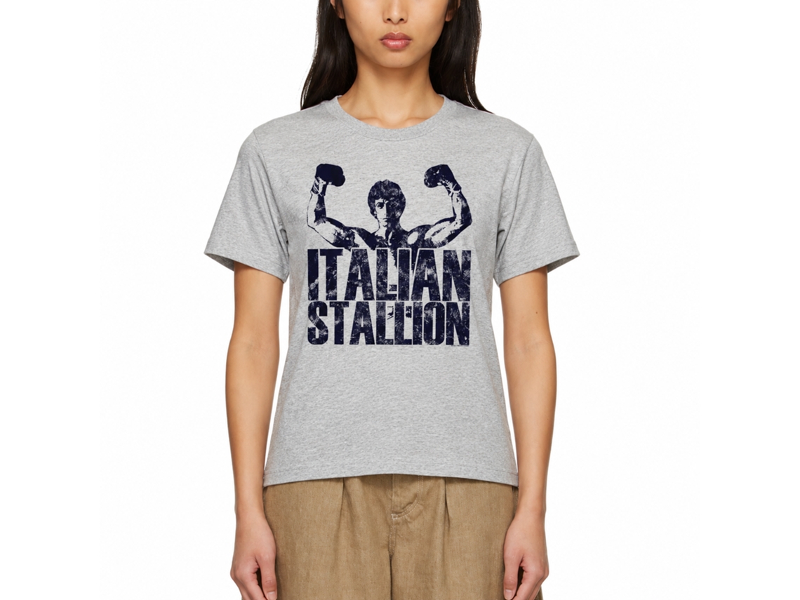 Rockinstone Rocky Movie Classic Stallion Heather Gray Adult T-shirt Size:xl