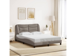Cama Sem Colchão 140x190 Cm Tecido Castanho-acinzentado