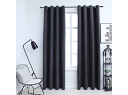 Vidaxl Cortinas Blackout C/ Argolas Em Metal 2 Pcs 140x175cm Antracite