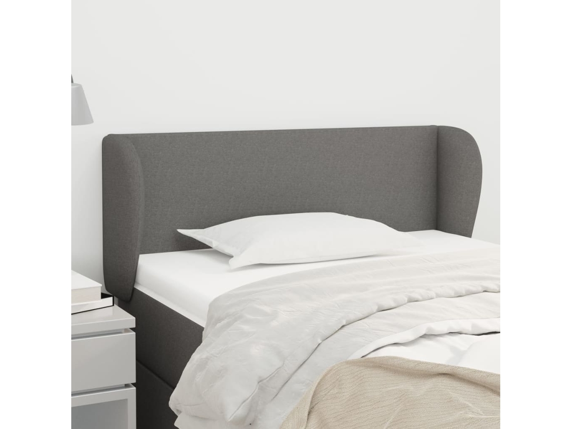 Cabeceira De Cama C/ Abas Tecido 83x23x78/88 Cm Cinzento-escuro