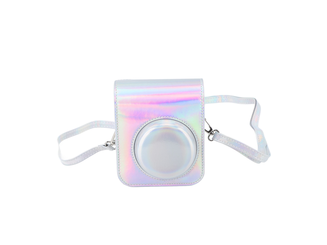 Fashionable Pu Leather Protective Case Bag With Adjustable Shoulder Strap Fit For Fujifilm Instax Mini 12 Silver LAXISCREED
