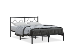 Estrutura de Cama com Cabeceira Metal Preto MAISON EXCLUSIVE 140x200 cm