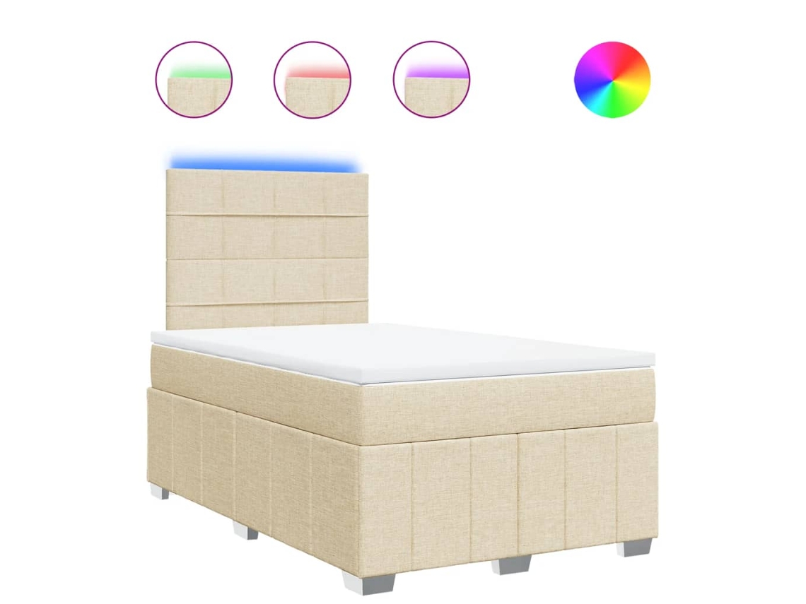Cama com Molas/colchão 120x200 Cm Tecido Cor Creme MAISON EXCLUSIVE