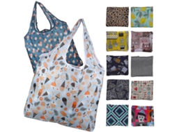Conjunto de 12 Sacolas de Compras Reutilizáveis ​​e Dobráveis ​​com Estampas Sacolas Laváveis ​​para Uso Diário, Praia e para uma Experiência D GOKOCO