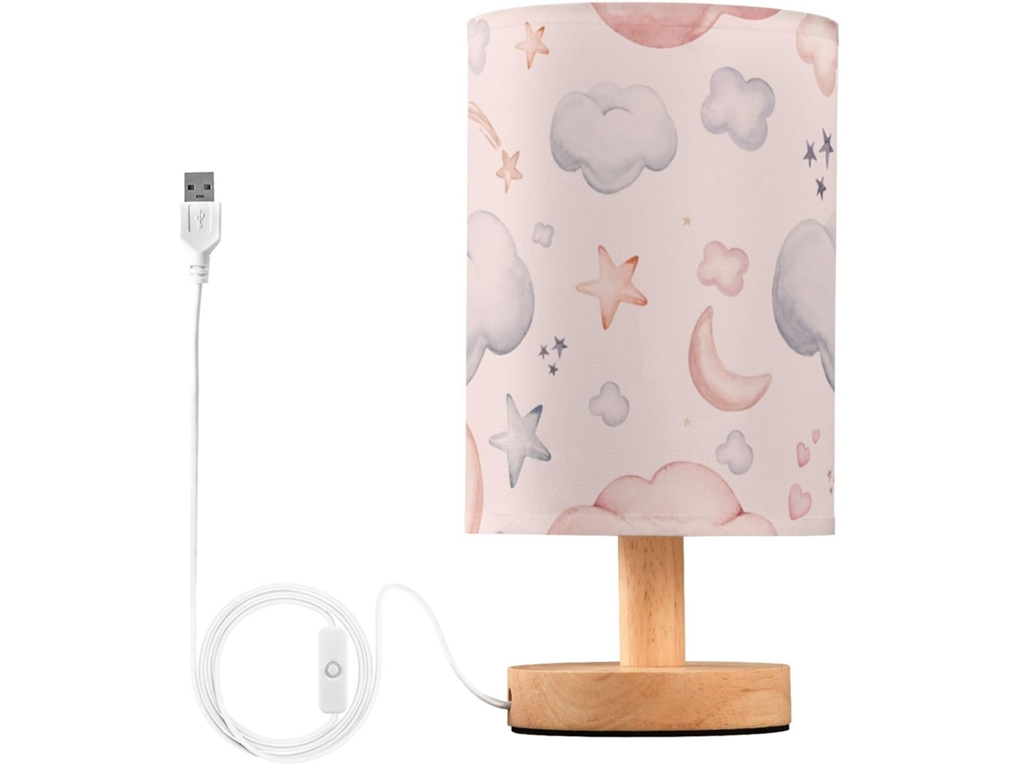 Frodotgv Abajur De Mesa Clássico Pequeno, Com Nuvens Azuis, Estrelas E Luas Douradas, Ideal Para Quarto Infantil, Quarto