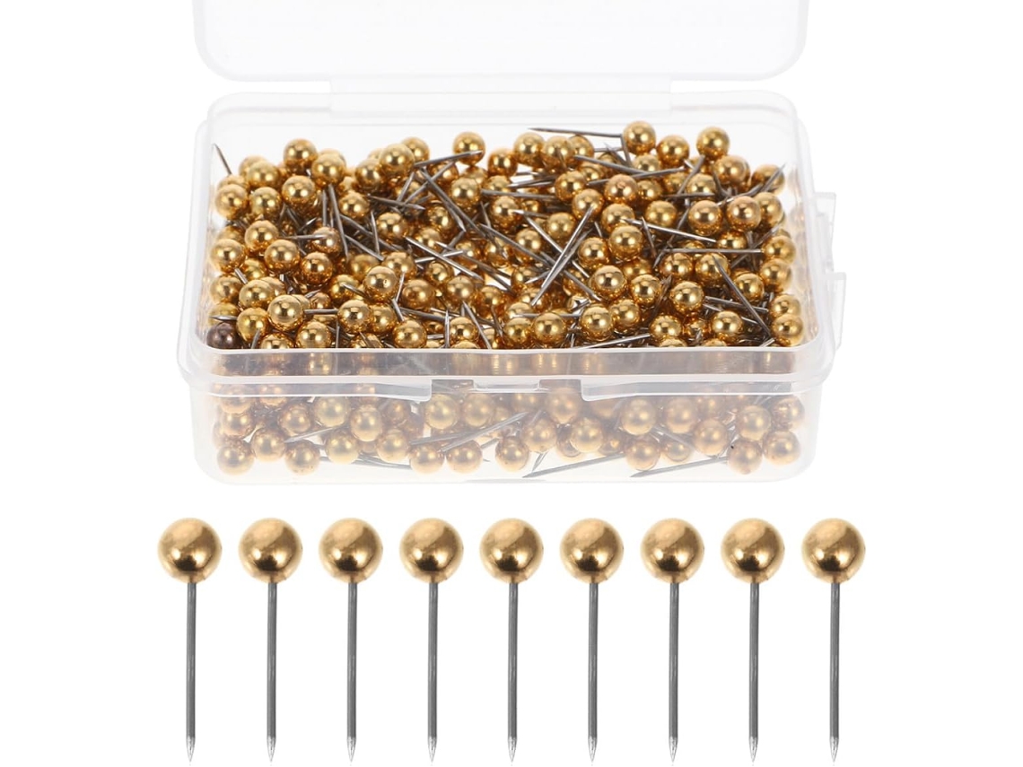 Magiclulu 600 Tachinhas Redondas de Metal Dourado, Portáteis Compactos Com Cabeça Esférica Para Cortiça Quadros