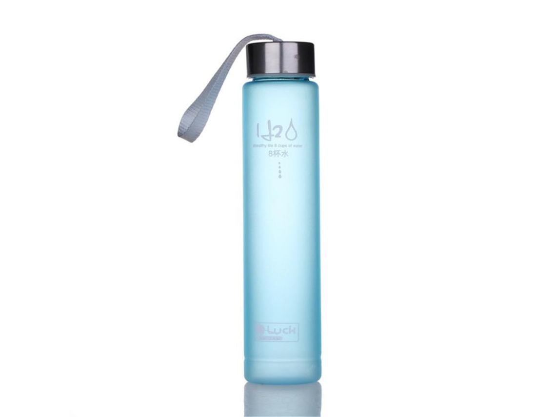 Garrafa de Água Esportiva Portátil de 280 Ml, Resistente a Altas Temperaturas, Transparente Fosca e À Prova de Vazamentos. MDUG (azul)