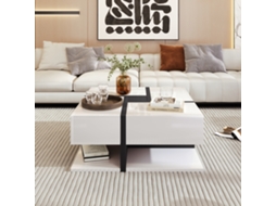 Mesa de centro Brilhante com 4 gavetas e design exclusivo para sua sala de estar (78x78x36 cm)
