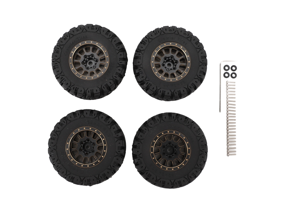Pneus De Rodas Rc De Borracha Com Aro De Latão 1.2in Para Carros Traxxas 1/18 1/24 - 4pcs