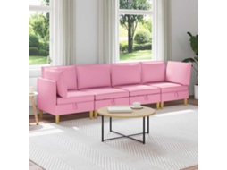 Vidaxl Conjunto De Sofá Modular Com Armazenamento 4 Unid. Rosa Tecido