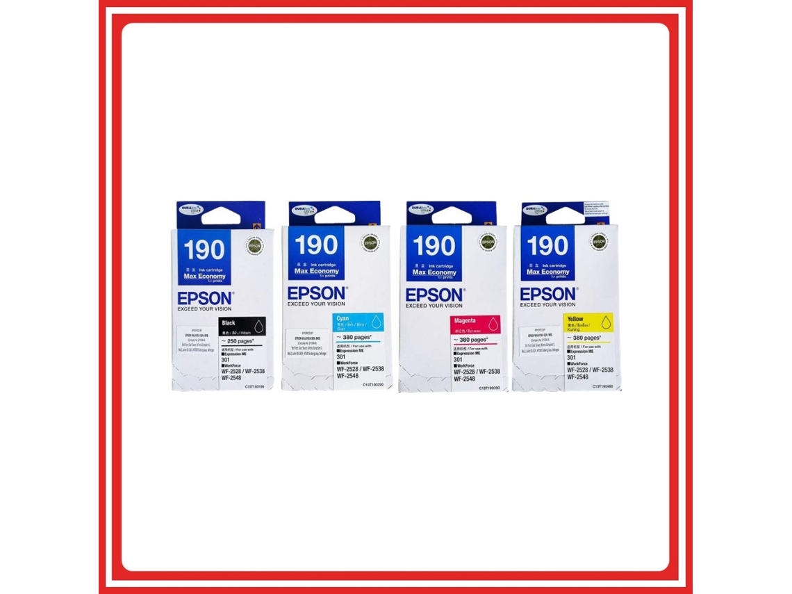 (bk+c+m+y)tinta Epson T190 190 / C13t190190 Preta / C13t190290 Ciano / C13t190390 Magenta / C13t190490 Amarela