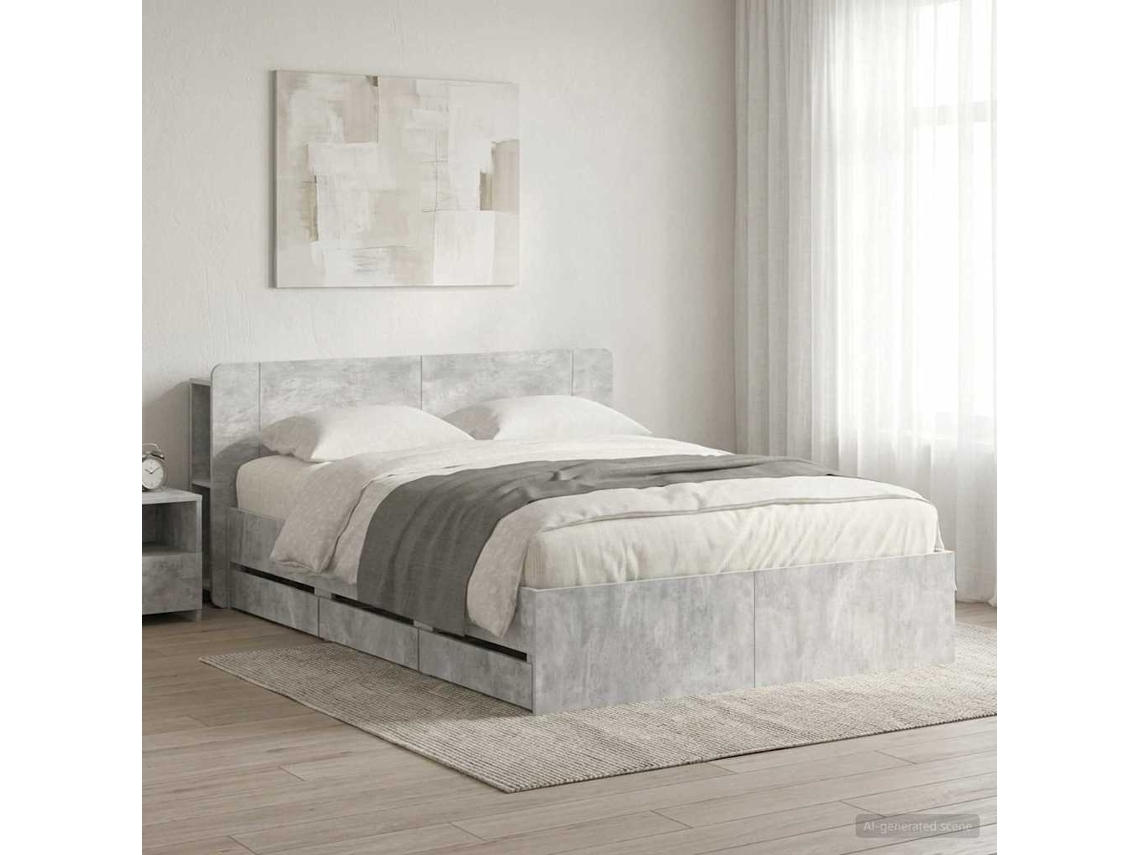 Vidaxl Estrutura De Cama Com Armazenamento E Cabeceira 150 X 200 Cm