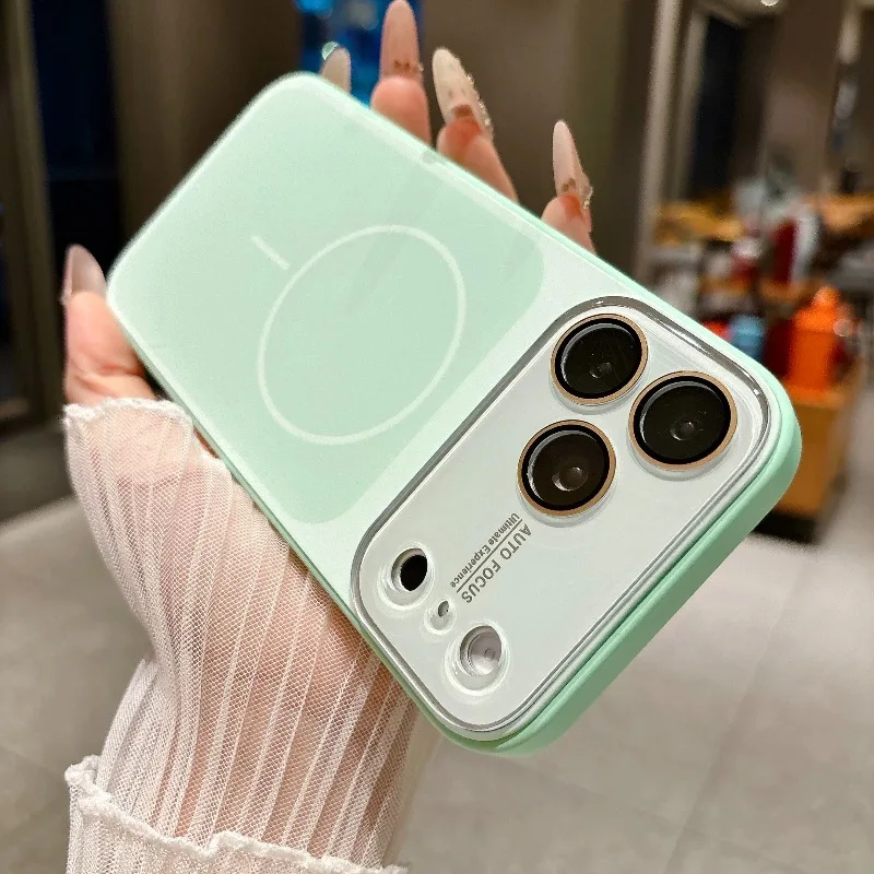 Capa Protetora De Silicone Dedicada Ao Carregamento Sem Fio Para Iphone 17 Pro (verde), Em Formato De Bloco De Acrílico.