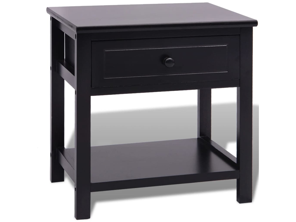 Bedside Cabinet, Bedside Cabinets Vidaxl Preto Madeira De Paulownia (n/a)