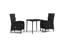 Maison Exclusive - 3 Pcs Conjunto De Jantar Para Jardim Com Almofadões Preto