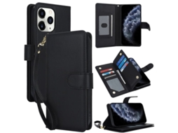 Capa Carteira De Couro Para Iphone 11 Pro - Com Rfid - Para Vários Cartões