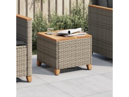 Vidaxl Mesa De Jardim 45x45x37 Cm Vime Pe E Madeira De Acácia Cinzento