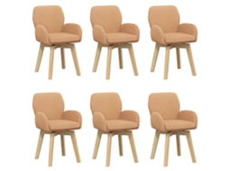 Conjunto 6 Cadeiras Giratórias Vidaxl Bege Bouclé (54 X 58 X 87 Cm)